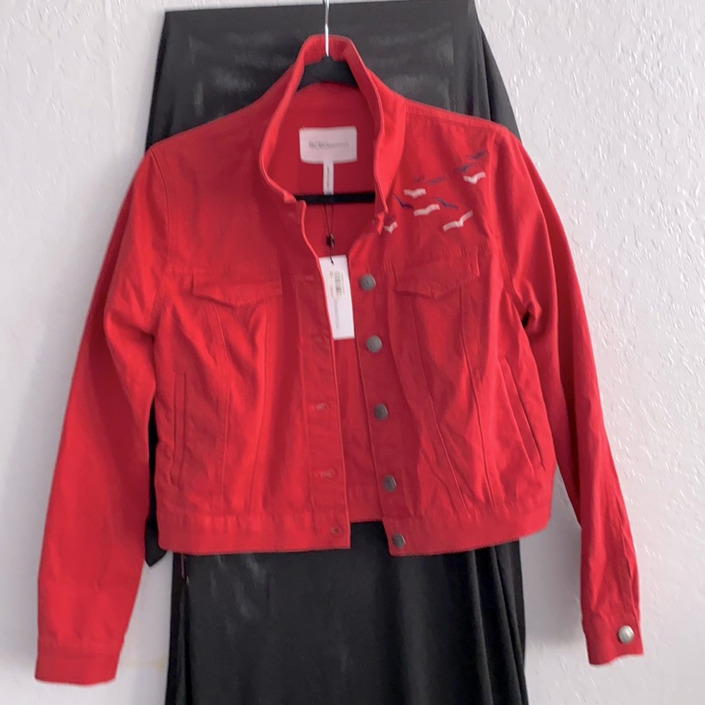BCBGeneration stretch denim jacket. XXS. American Red.